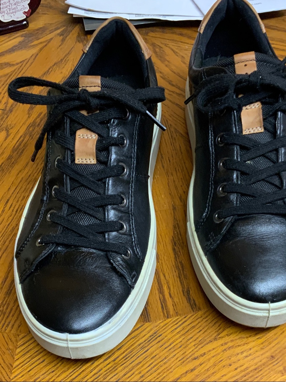Ecco Black Leather Sneakers with Tan Accents